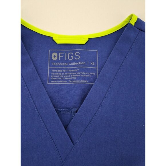 Figs Scrubs Top XS Navy Blue Technical Collection V Neck Medical Nurse Shirt - Picture 7 of 8